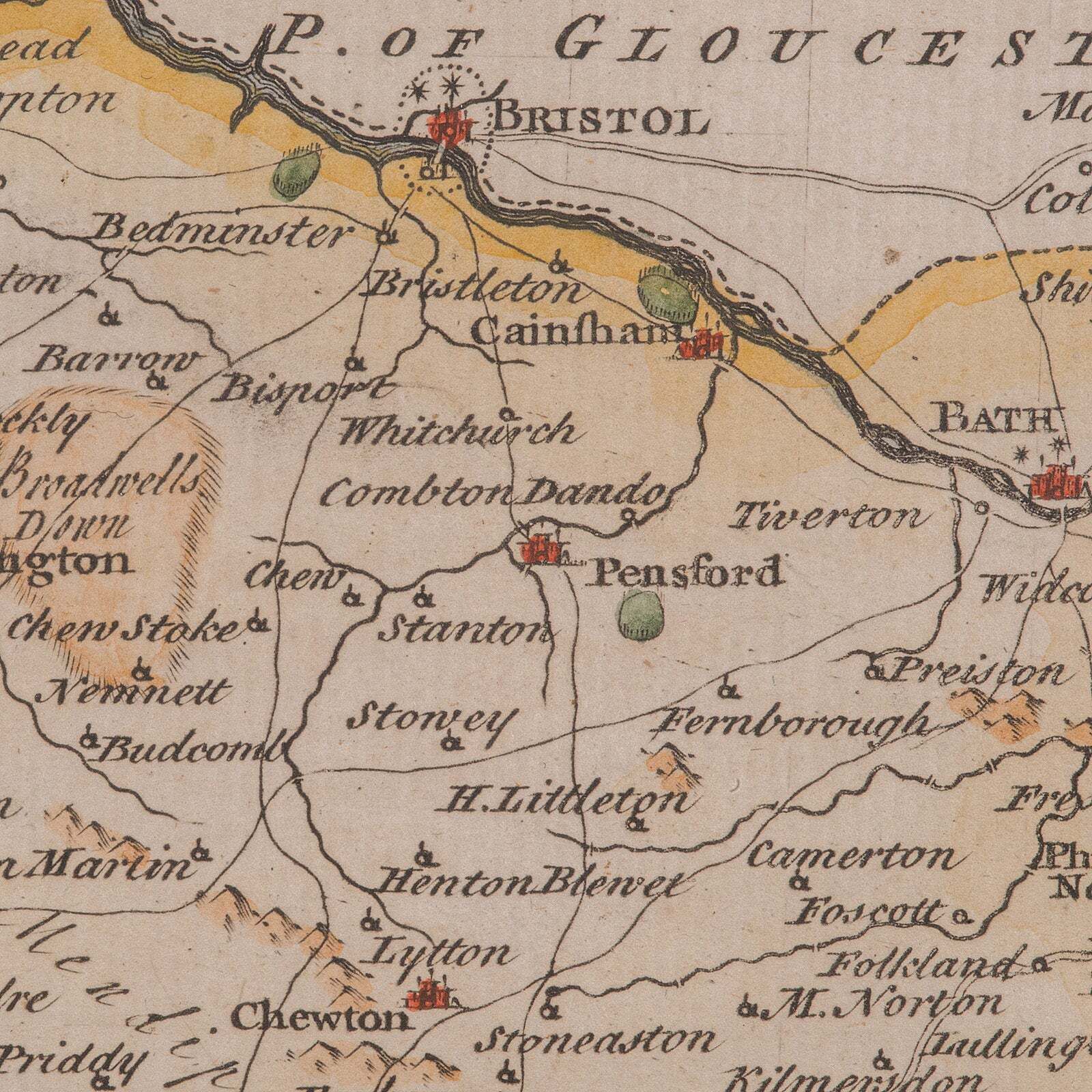 Art Antique Somerset Map, Thomas Kitchin, English, Cartographic Reference, Georgian photo
