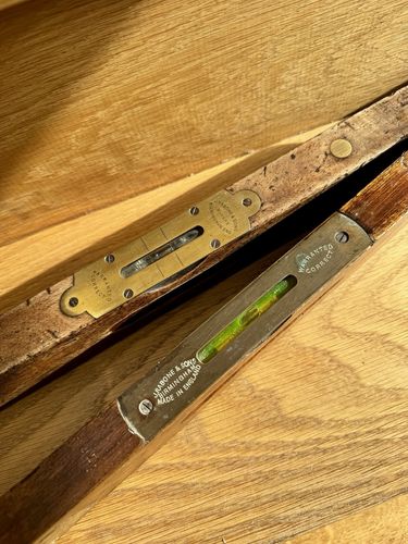 Two J Rabone & Sons Large Wooden Spirit Levels 1930s Working Display photo for sale