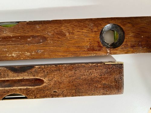photo furniture Two J Rabone & Sons Large Wooden Spirit Levels 1930s Working Display