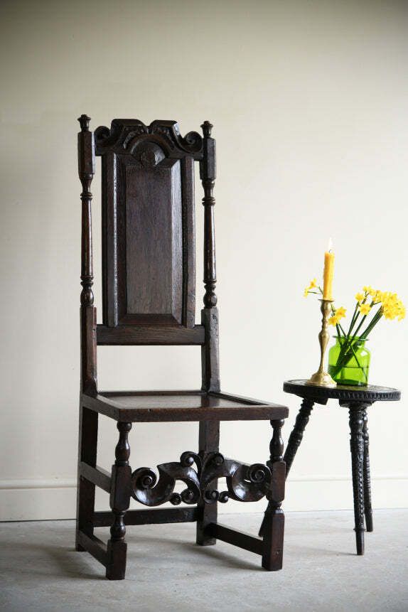 Antique English Oak Chair, 18th Century And Earlier