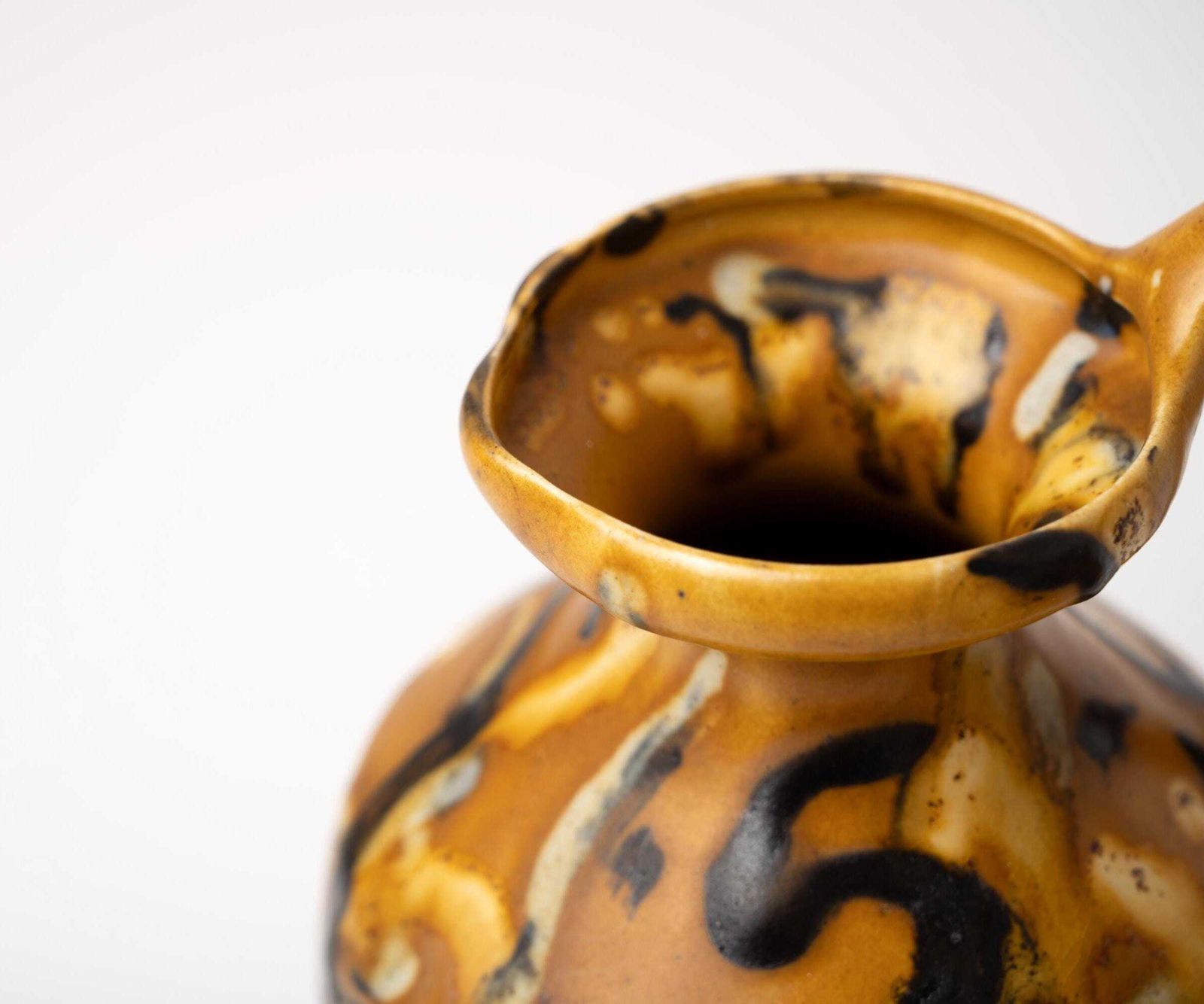 Pair Of Mid Century Ceramic Vases | Ceramic Vase Set | Orange Ceramic Vases With Handles photo 180.0