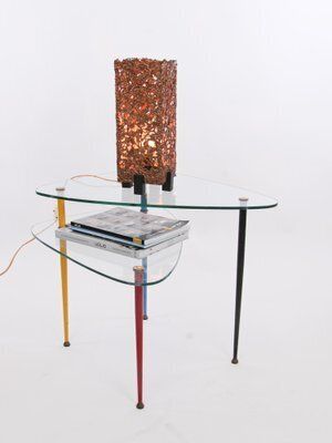 Brutalist Copper Table Lamp By Aimo Tukiainen Oy Moonlight Ltd, Finland, 1960s photo Lighting