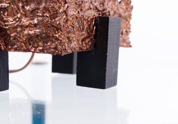 Lighting Brutalist Copper Table Lamp By Aimo Tukiainen Oy Moonlight Ltd, Finland, 1960s photo