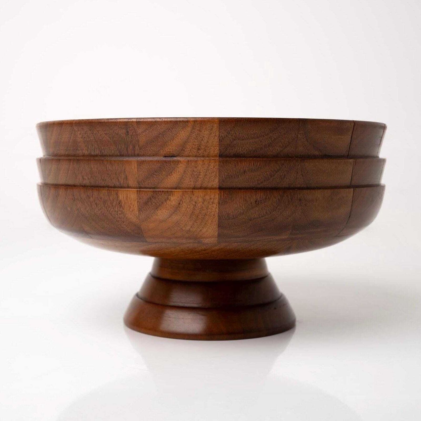 Hand Turned Wooden Pedestal Bowl | Mid Century Wood Bowl | Vintage Footed Bowl