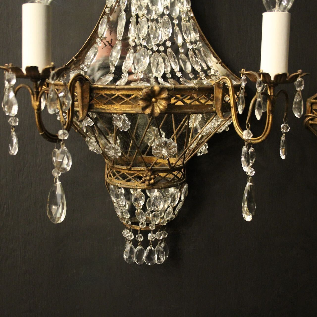 French Pair Of Gilded Toleware Girandoles photo for sale