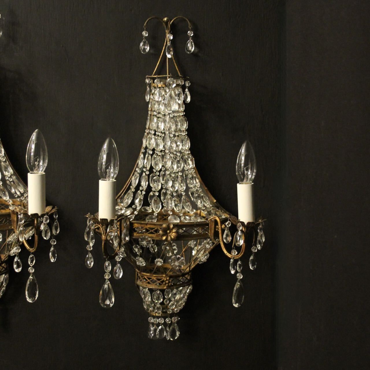 French Pair Of Gilded Toleware Girandoles photo 1250.0