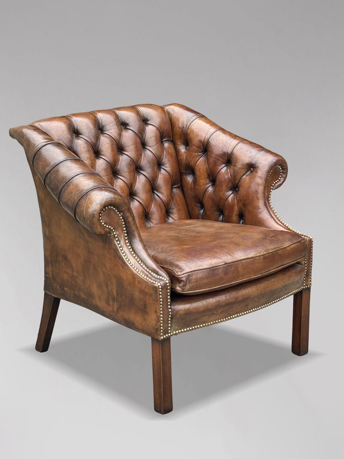 19th Century Brown Leather Club Armchair photo furniture