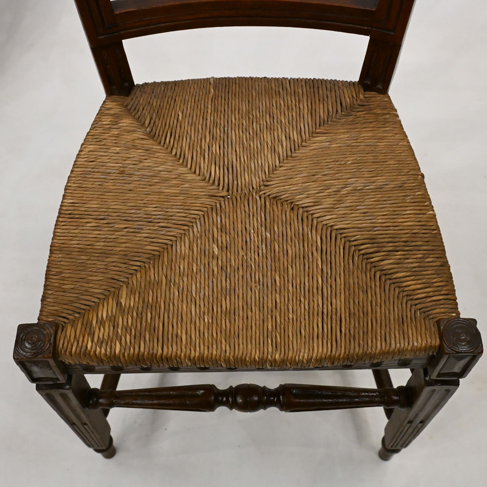 Set Of 7 Georgian Dining Chairs With Rush Seats Back Carvings Free Uk Delivery photo buy