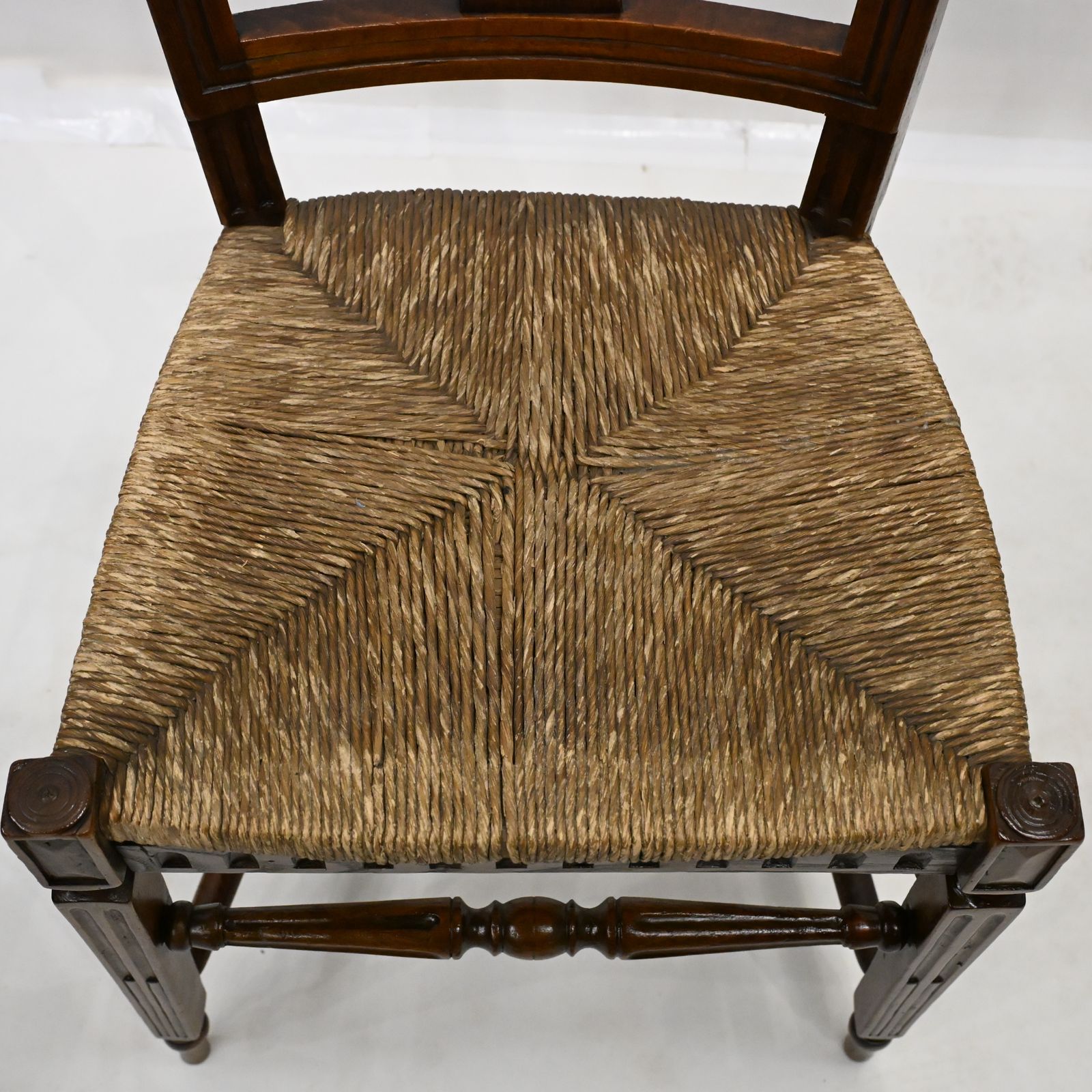 Furniture Set Of 7 Georgian Dining Chairs With Rush Seats Back Carvings Free Uk Delivery photo