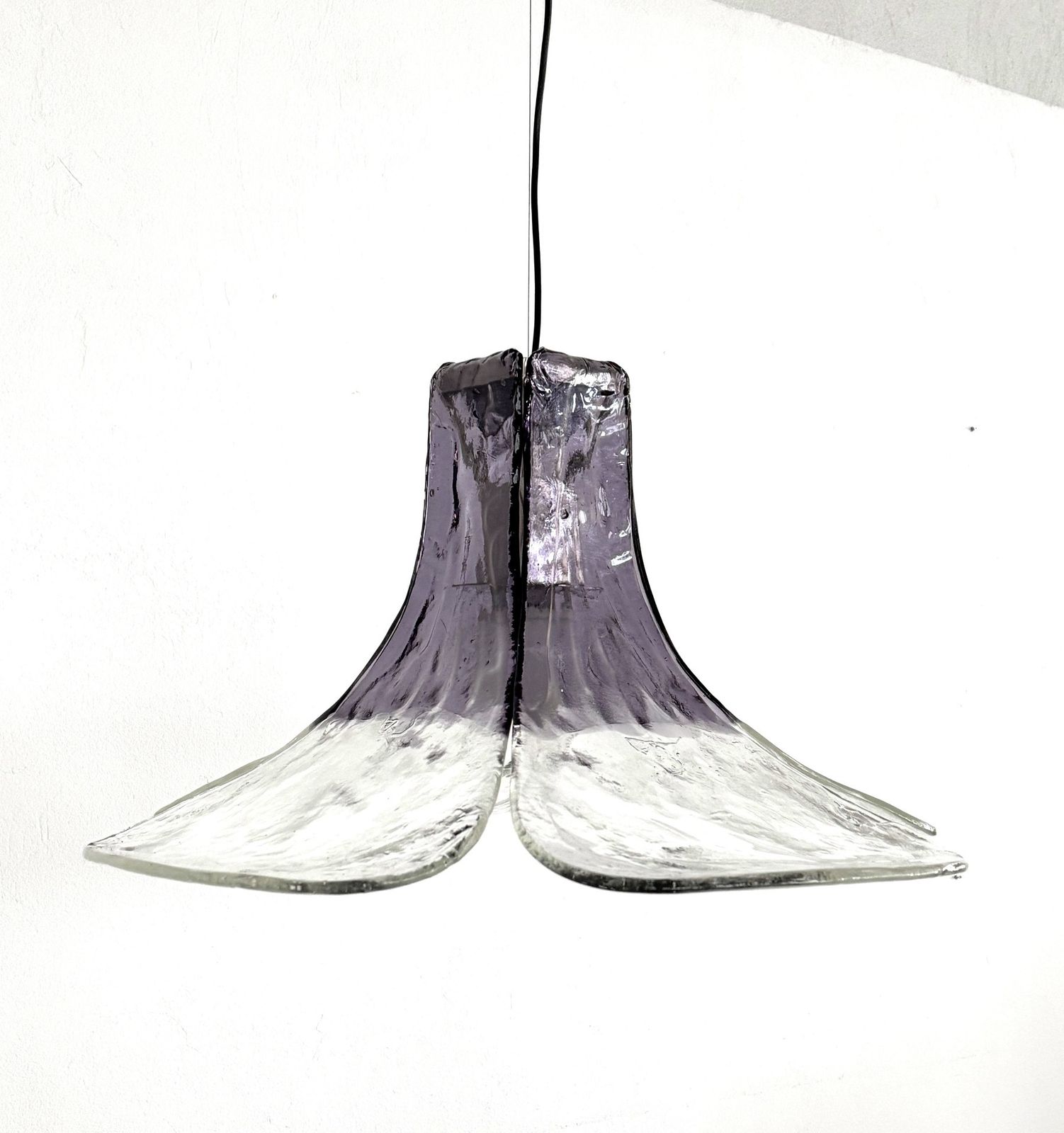 Carlo Nason For Mazzega Petals Chandelier In Crystal Purple Murano Glass, 1960s