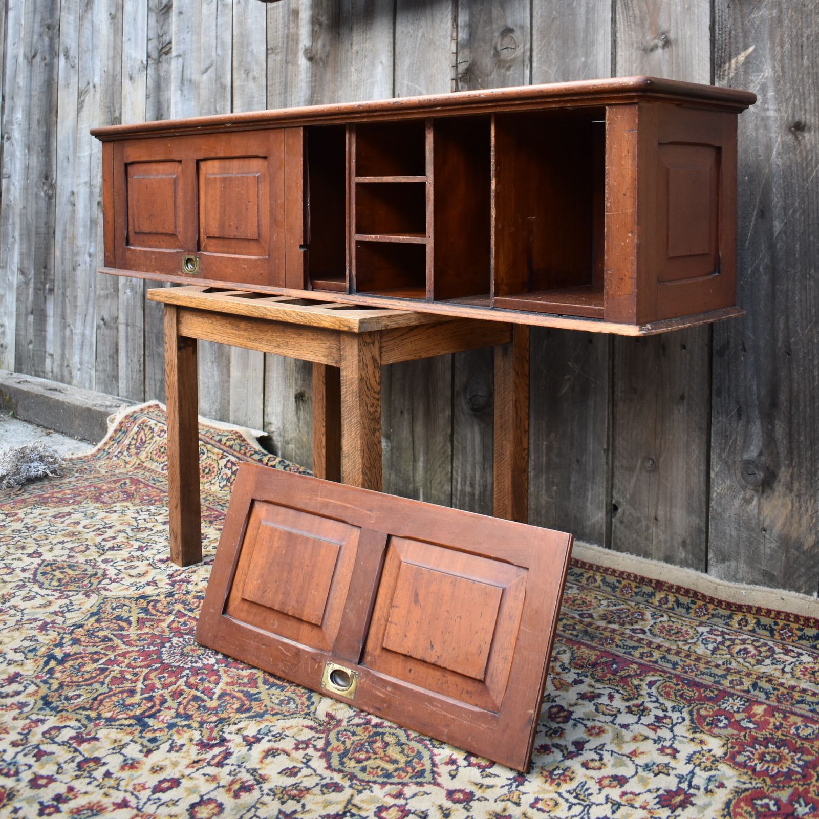 Antique Mahogany Campaign Filing Cabinet Panelled Removal Doors Pigeon Holes photo furniture
