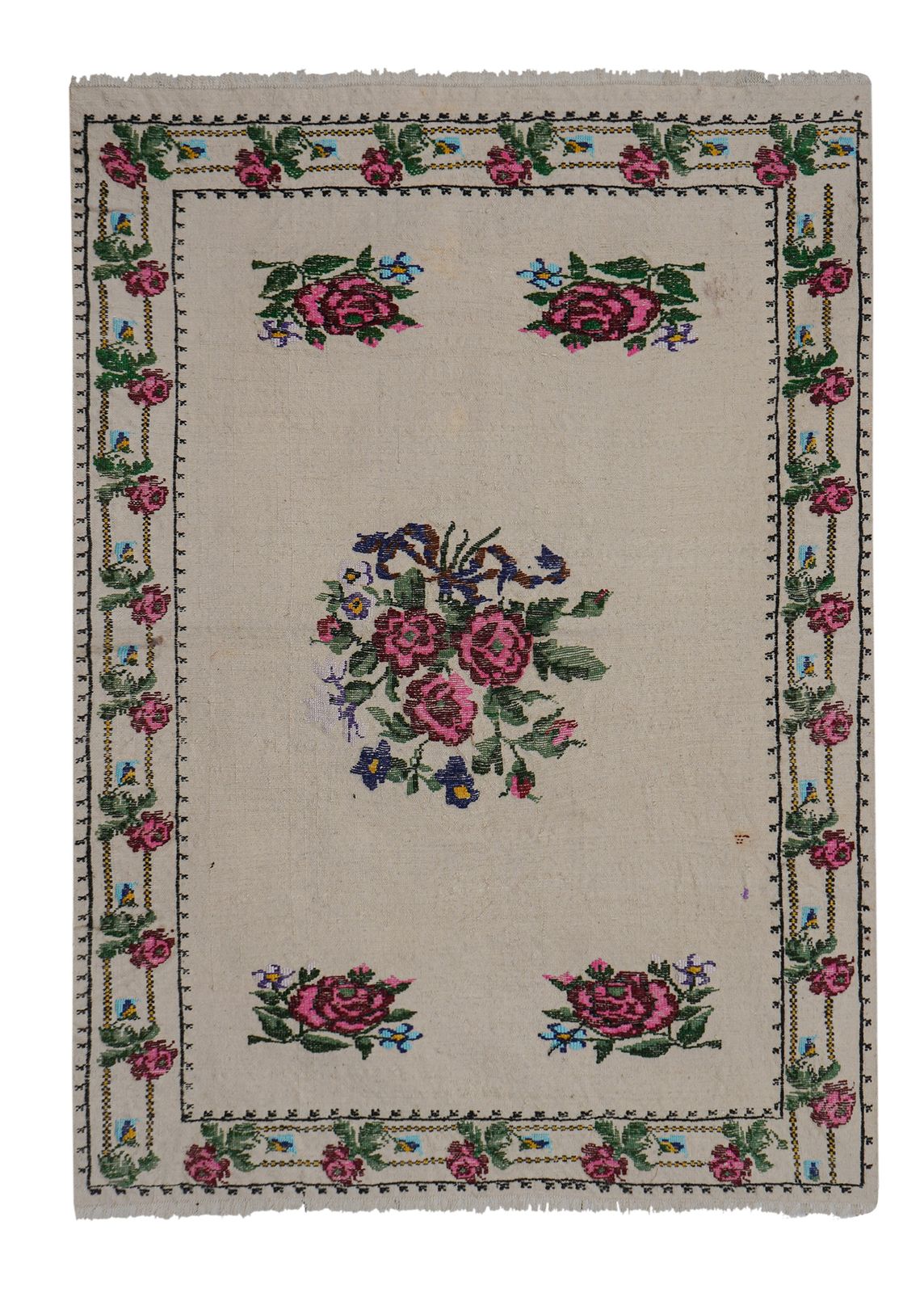 Turkish Aubusson Floral Turkish Kilim Rug 3'1'' X 4'4''