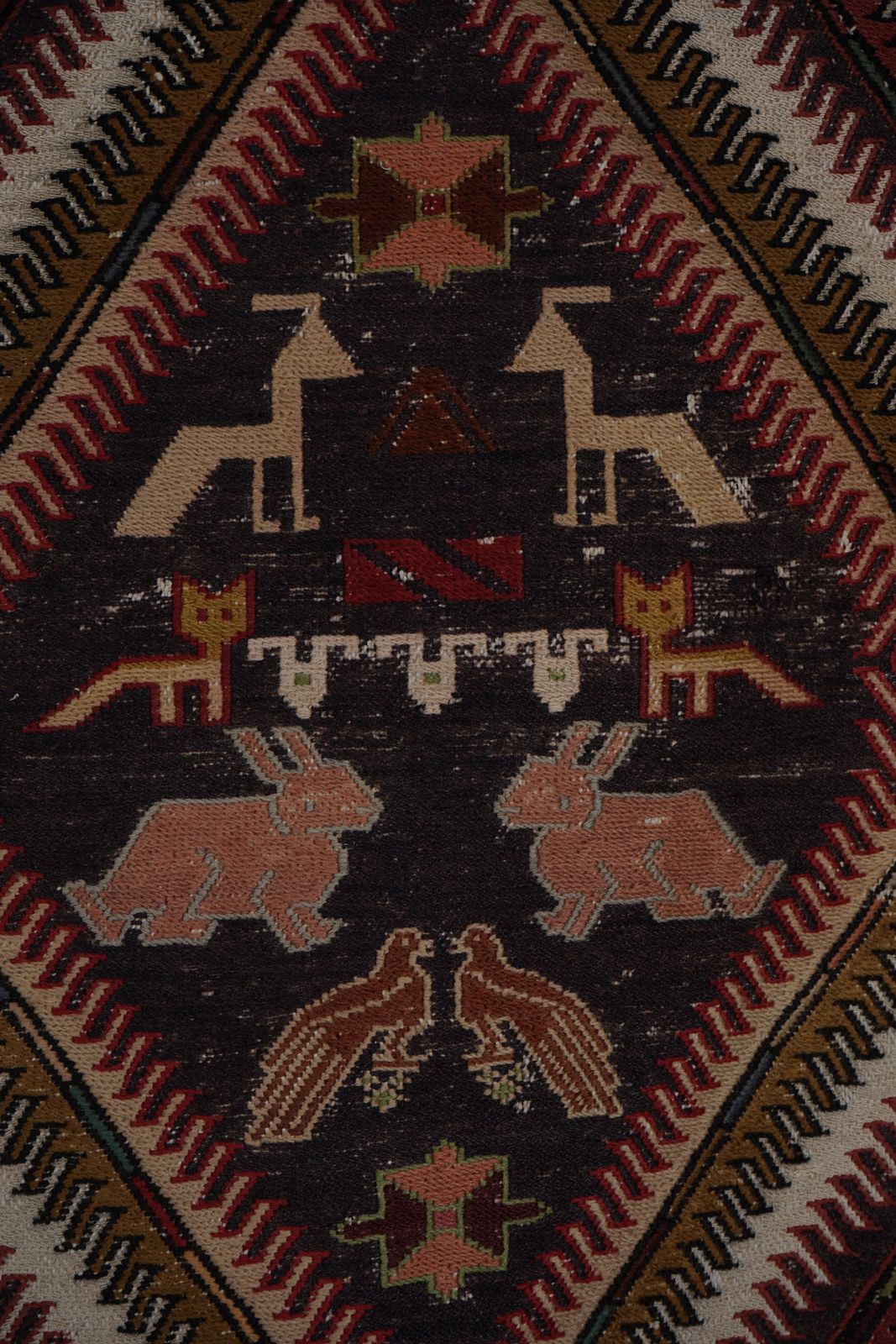 Vintage Animal Pattern Soumac Kilim Rug 6'2'' X 9'5'' photo buy