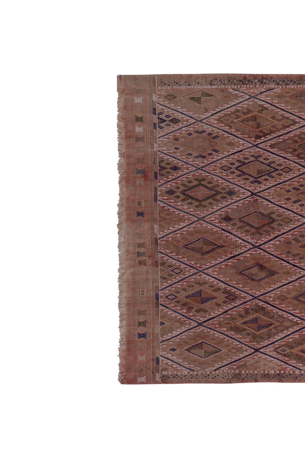 1960s Turkish Wool Pink Jajim Kilim Rug 5'5'' X 7'8'' photo vinterior