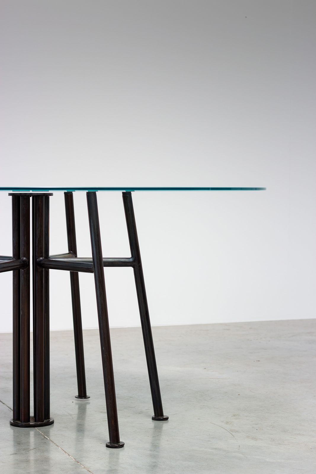 1980s Avant Garde Postmodern Table With Sculptural Geometric Base photo for sale