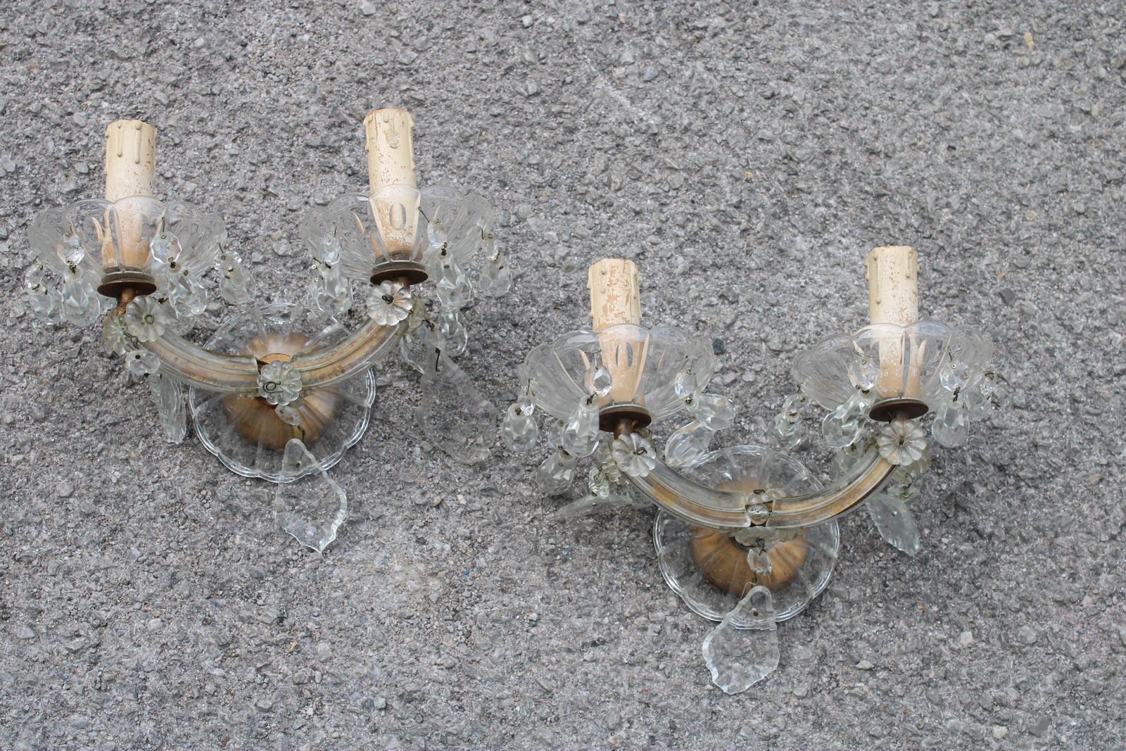 Pair Of Maria Theresa Crystal Wall Lamps 1940 photo Lighting