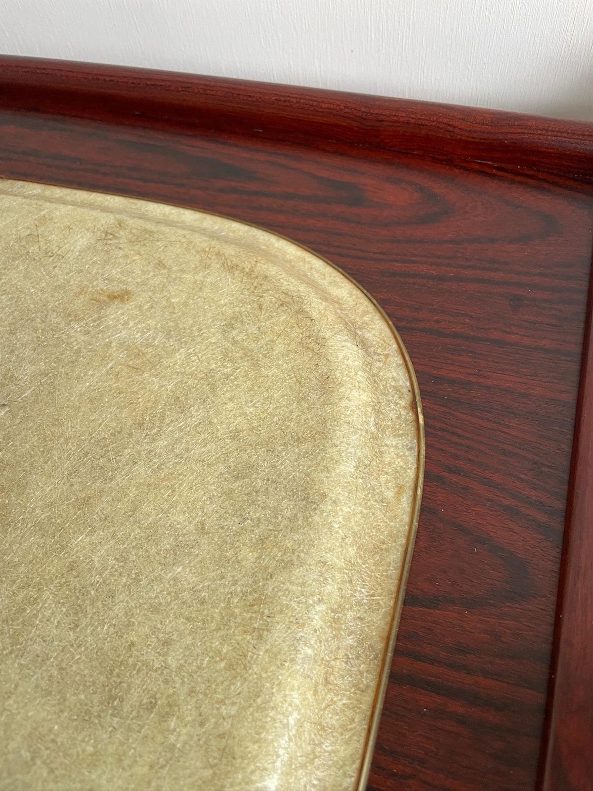 photo furniture Large Fibreglass Tray Kitsch Yellow Beige Orange Floral Leaves From 1970s