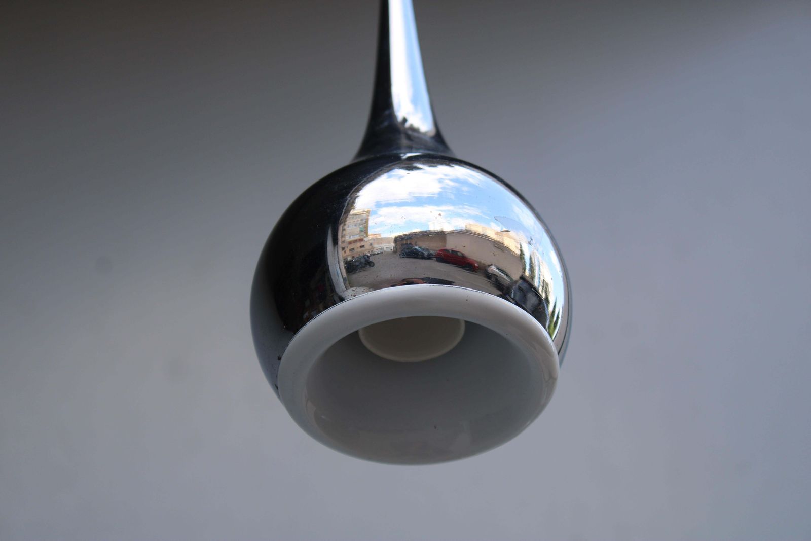 Lighting Esperia Minimal Trumpet Chandelier In Chromed Metal 1970 photo