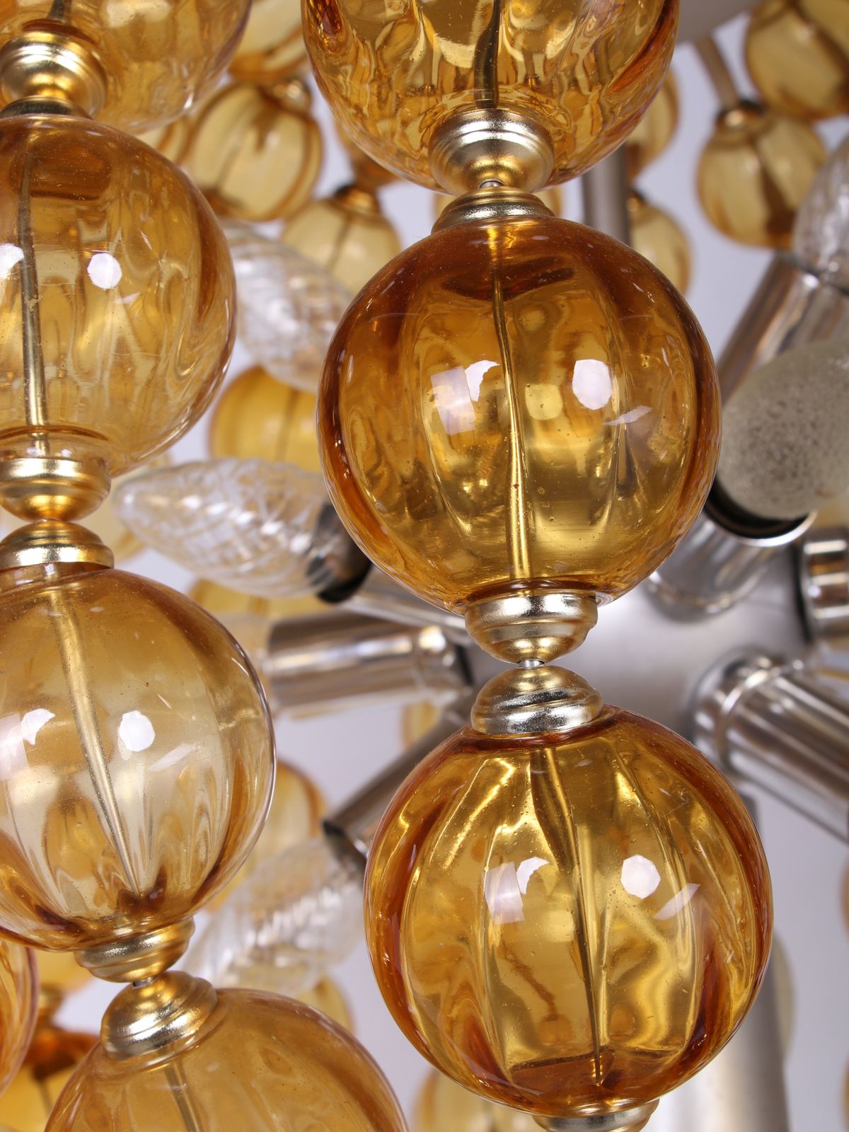 photo furniture Spectacular 25" Ballroom Chandelier Handcrafted Amber Glass Balls, Germany 1960s