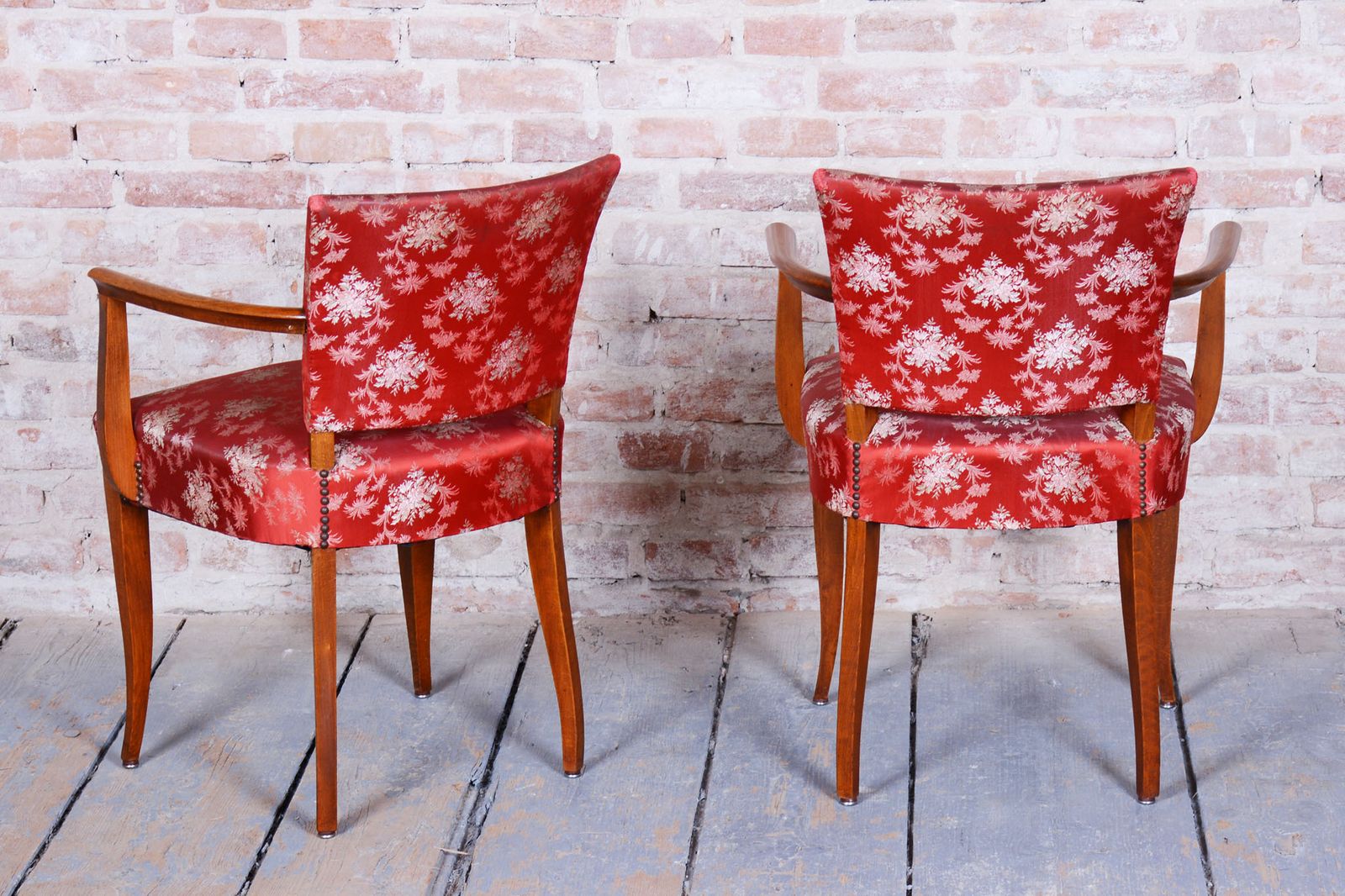 Set Of Two Restored Art Deco Armchairs, By Jules Leleu, Beech, France, 1930s photo 1200.0