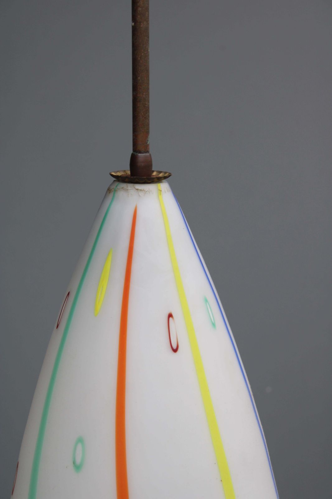 Vistosi Murano Glass Pendant Lamp With Brass Rod 1950 photo vinterior