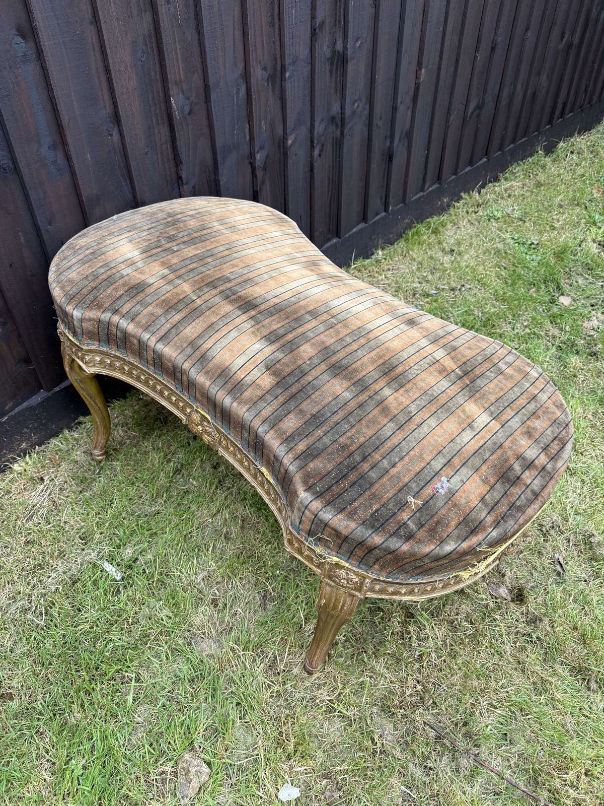 Louis XVI Style Gilt Wood Foot Stool photo vintage