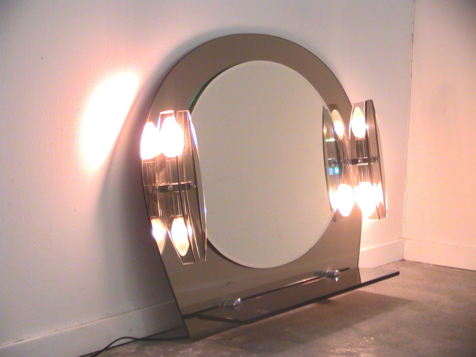 photo for sale Mid Century Italian Mirror With Sconces & Console