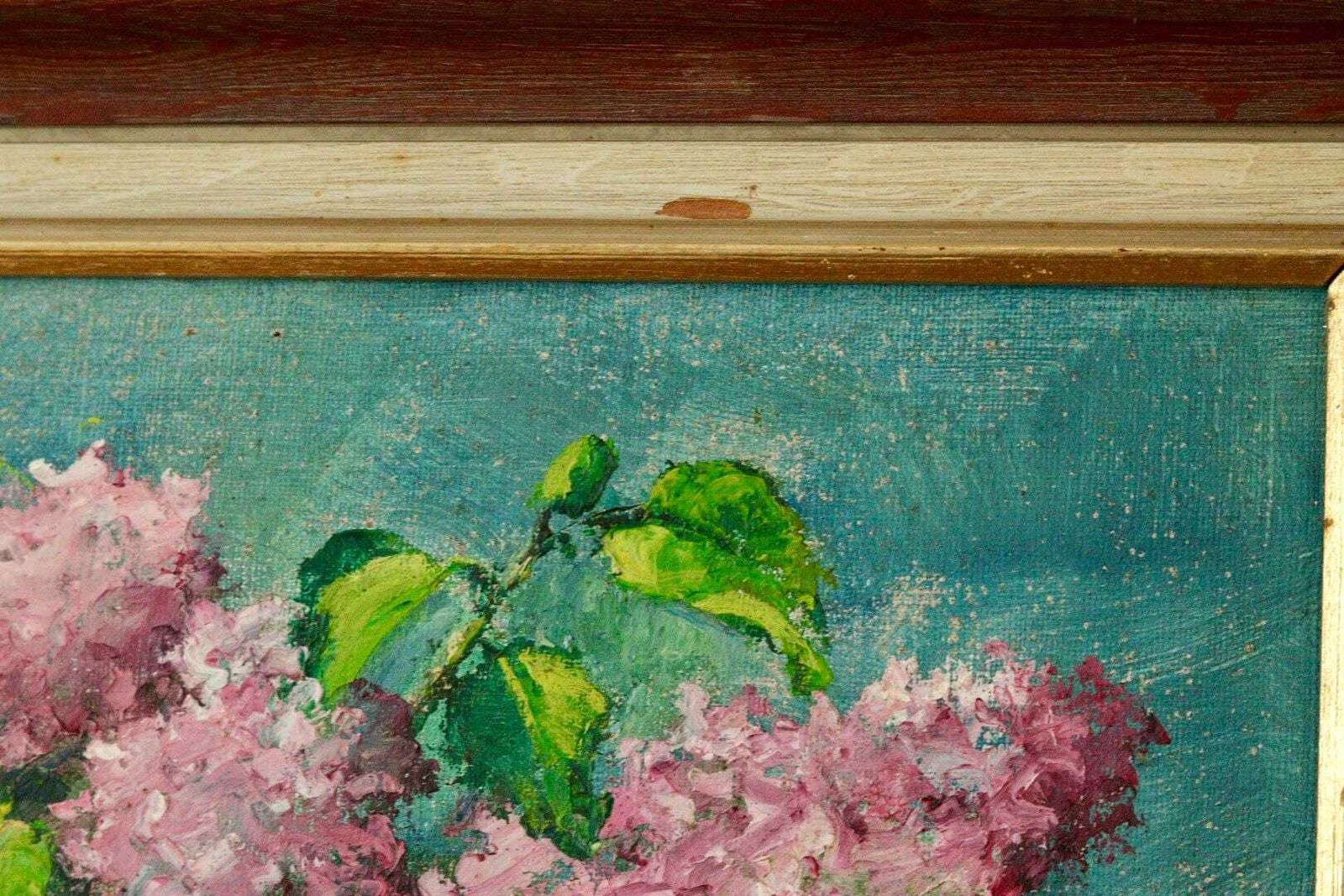 photo furniture Mid Century Original Swedish Oil On Canvas "Floral Arrangement " By Lyyli Sainio Vintage & Framed