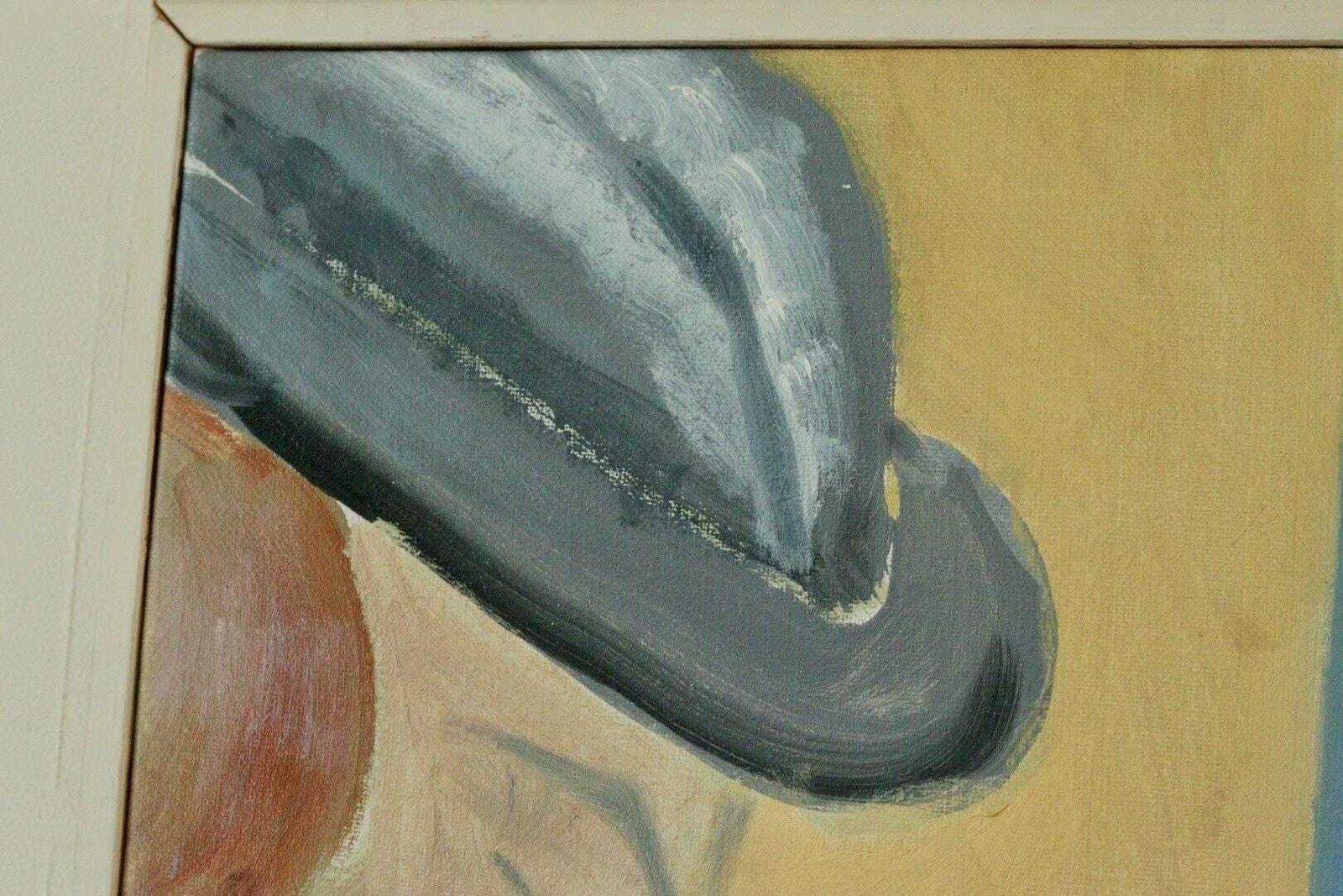 photo furniture Mid Century Original Swedish Oil On Canvas "Woman And A Vase " By Björn Gyllenhammar   Vintage & Framed