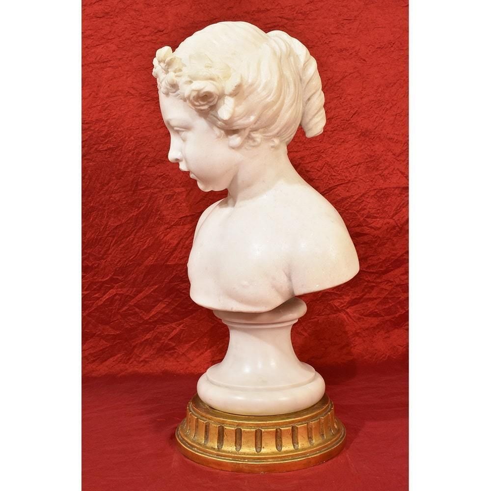 Antique Marble, Bust Of Young Girl Sculpture, 19th Century. (Stma63) photo for sale