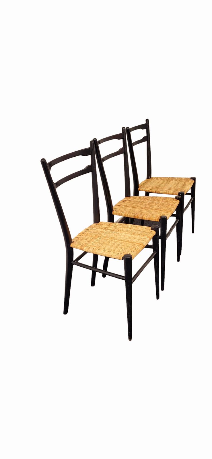 Cane Chairs In The Style Of Gio Ponti, Set Of 3 photo for sale