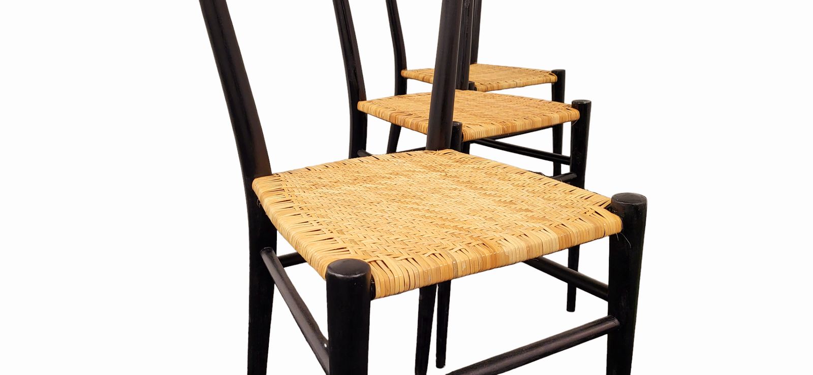 photo vintage Cane Chairs In The Style Of Gio Ponti, Set Of 3