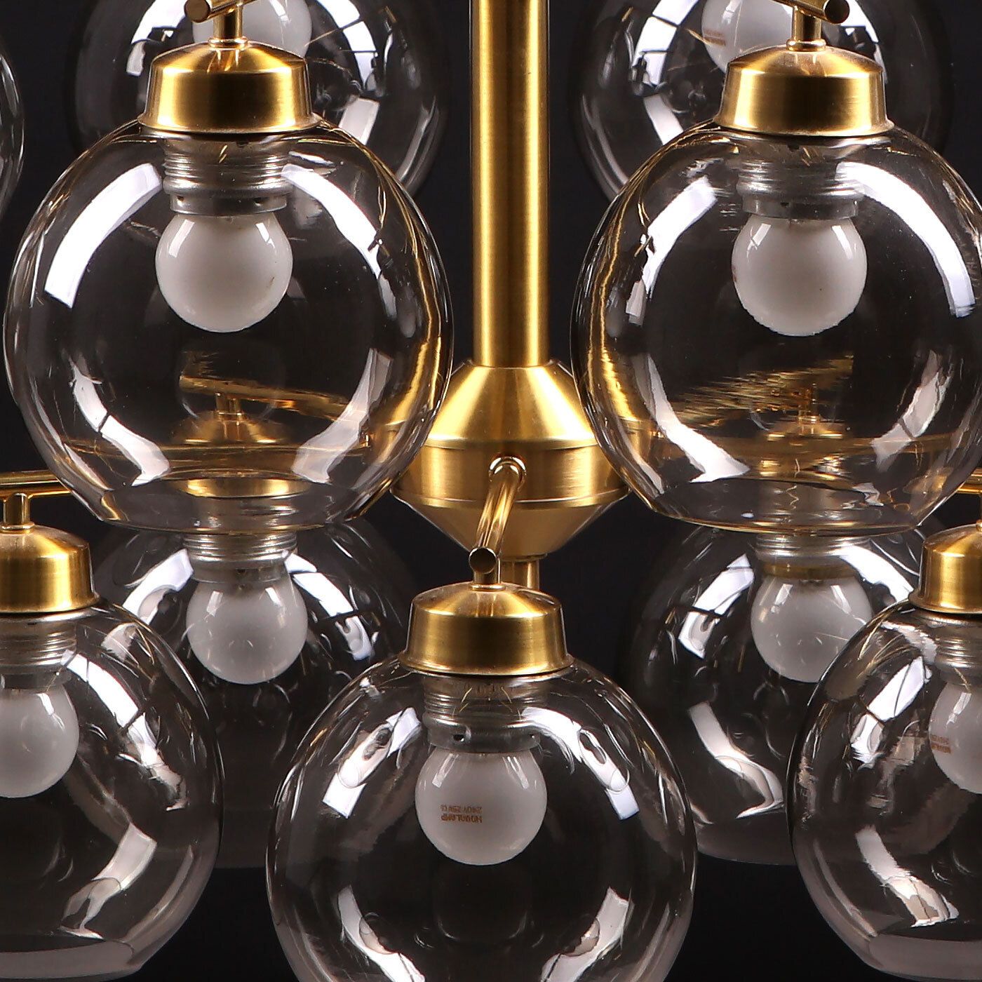 Holger Johansson Large Chandelier In Brass And Glass, 1960s photo vinterior