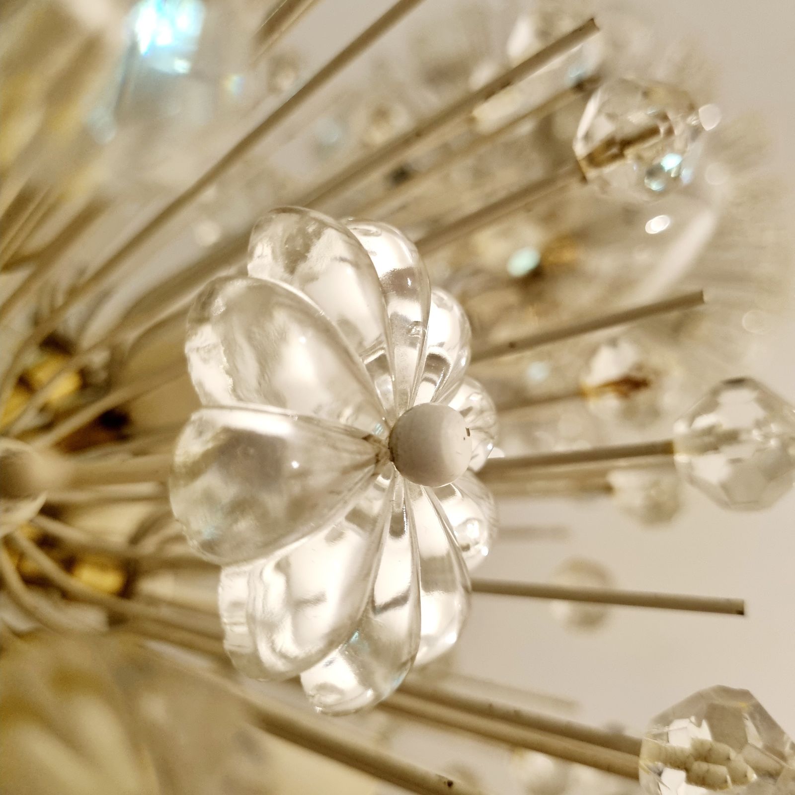Set Of 2 Snowball Starburst Sputnik Chandeliers By Emil Stejnar For Rupert Nikoll, 1960s photo for sale