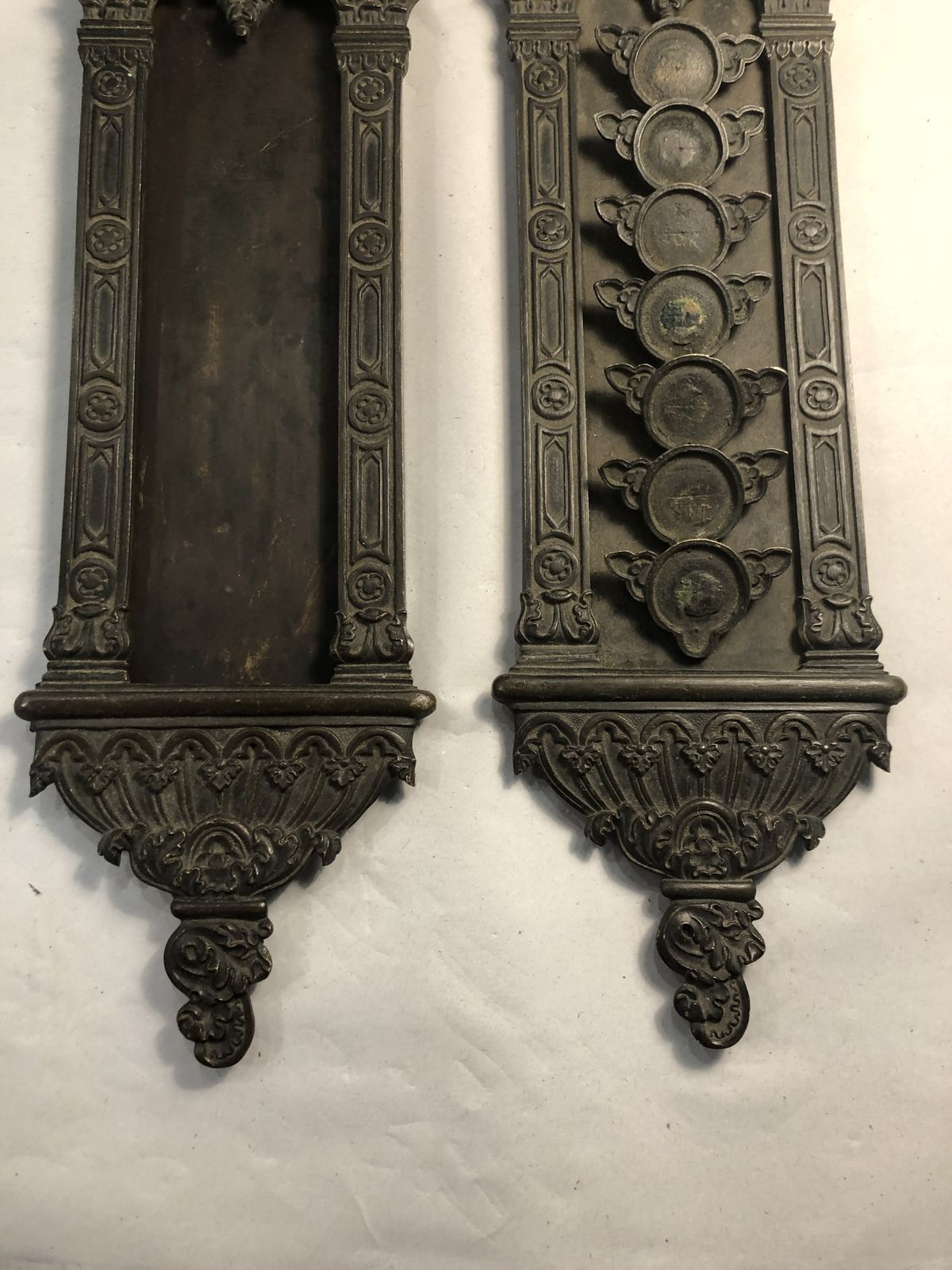 Pair Antique Bronze Louis Philippe Card Holder And Letter Plate C19 photo for sale