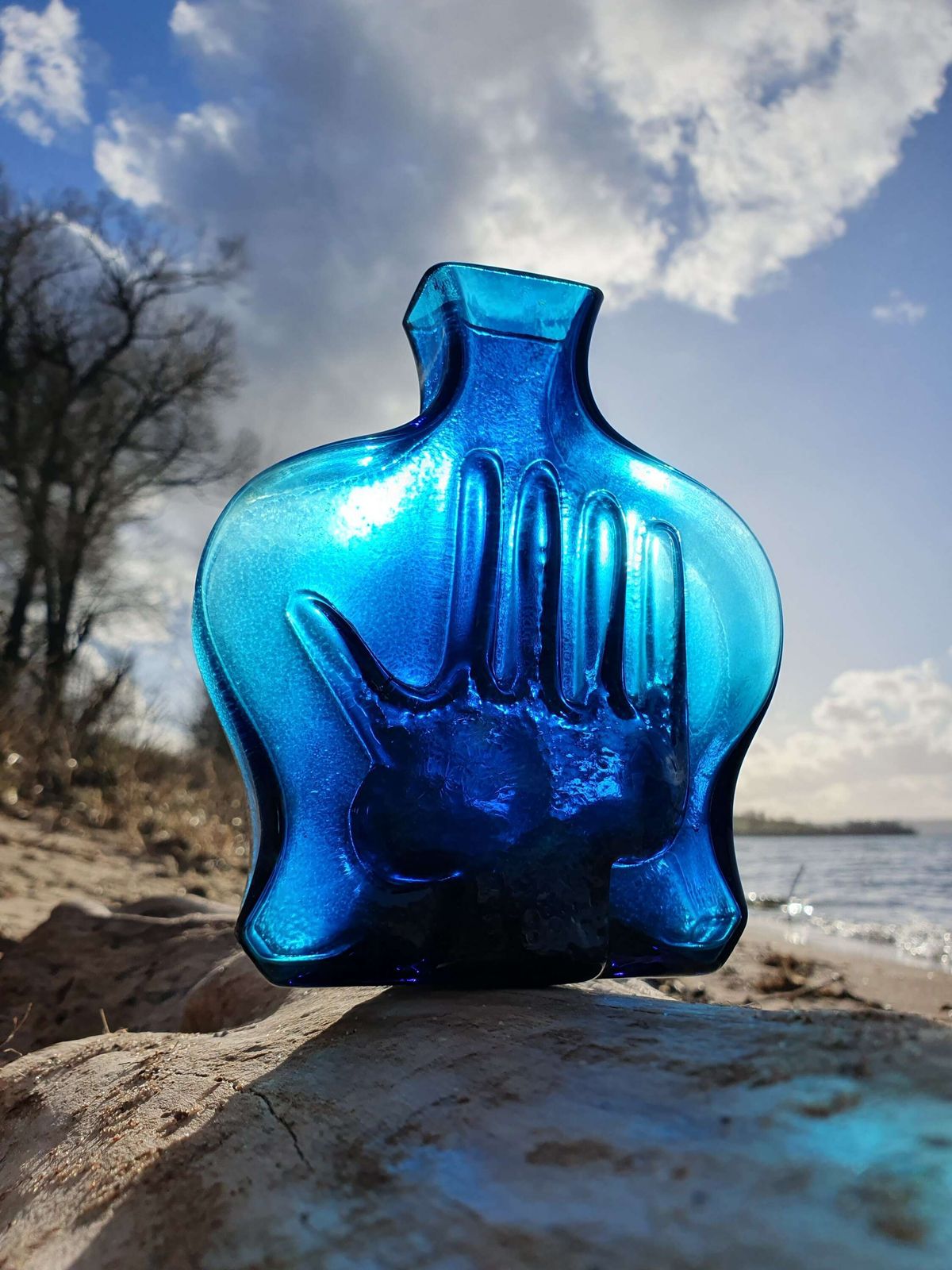 Bertil Vallien For Afors, Sweden. A Blue Glass Vase Of Flask Form. 1960s. photo furniture
