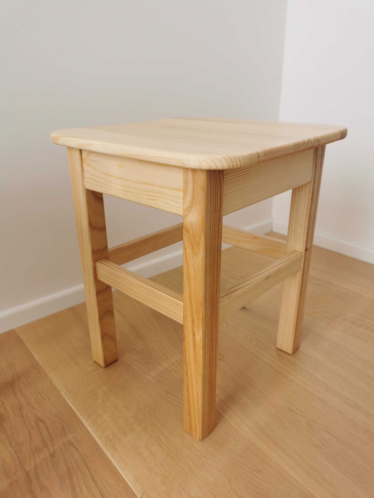 1 Of 2 Wooden Stools / Light Natural Wood Small Chairs / Spruce Wood Kitchen Helper photo 110.0