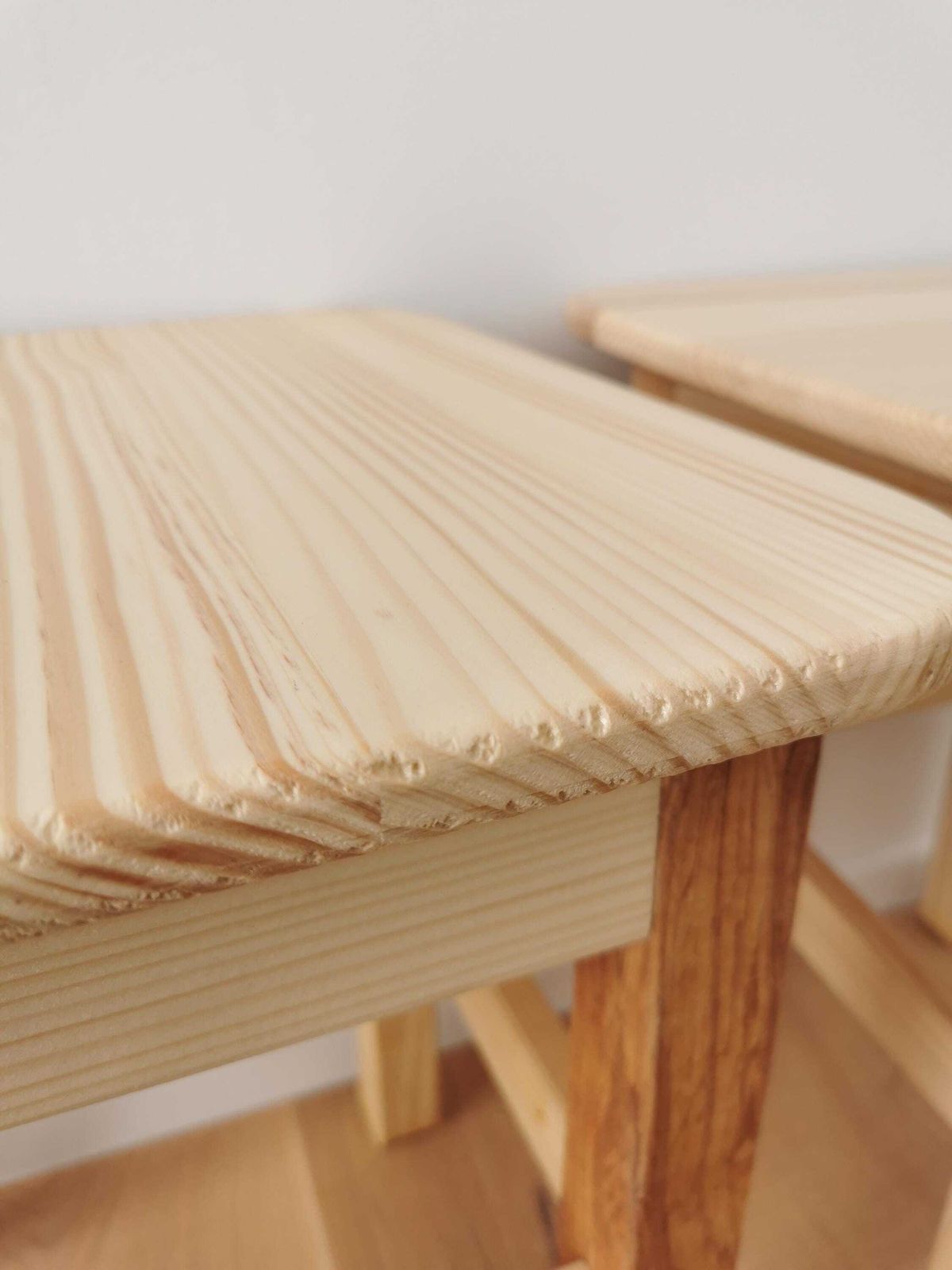photo furniture 1 Of 2 Wooden Stools / Light Natural Wood Small Chairs / Spruce Wood Kitchen Helper