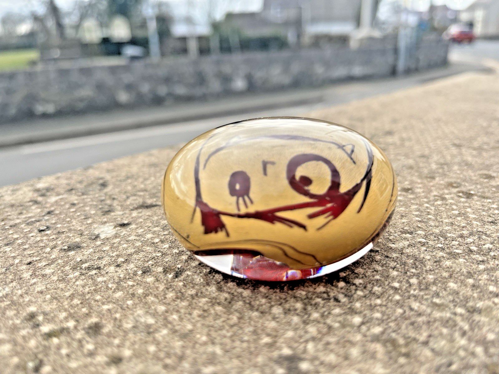 photo for sale Unusual Rare 2011 Canadian Artist Karine Demers Blown Art Glass Face Paperweight