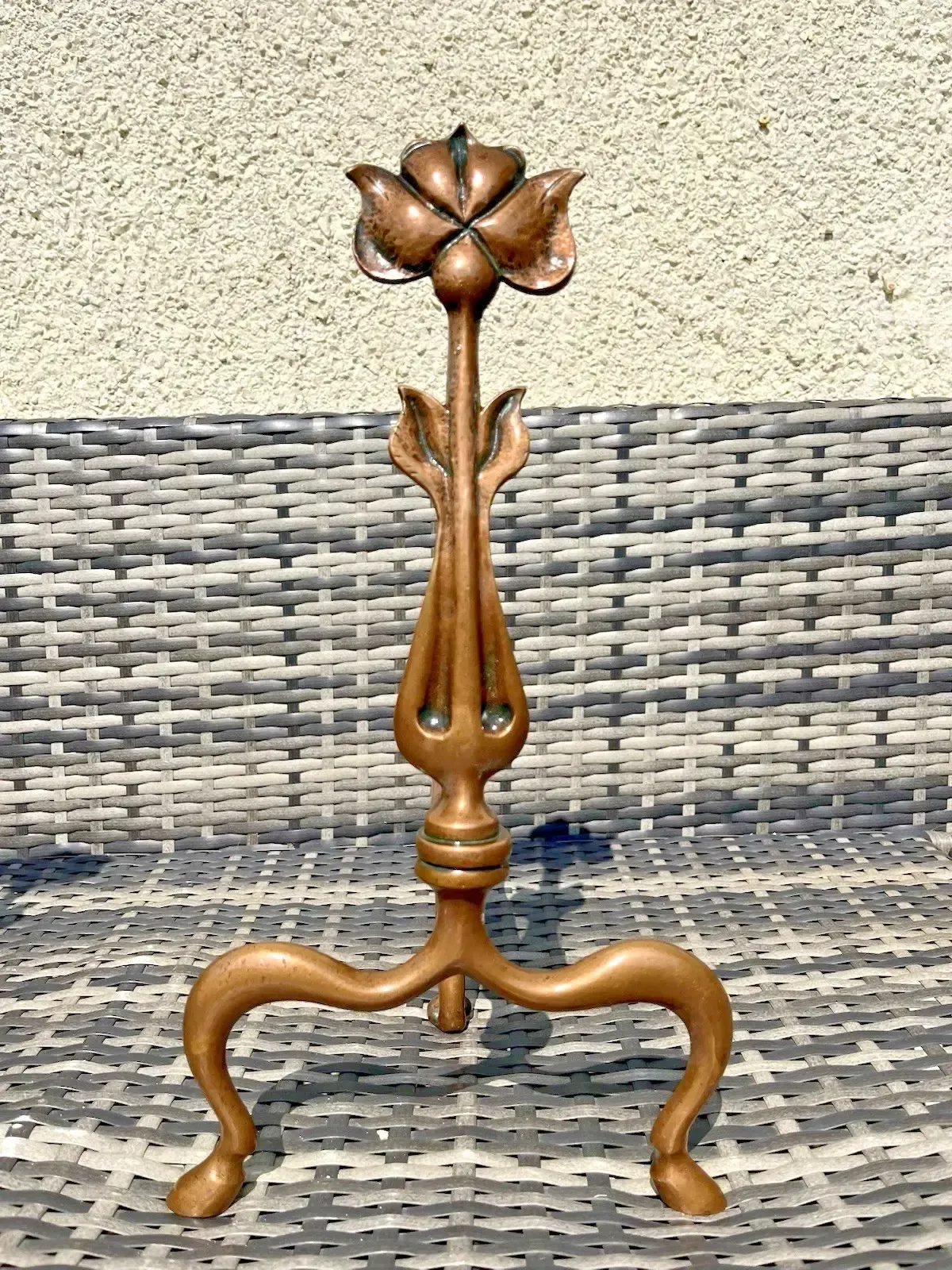 Superb Pair Of Bronze Antique Art Nouveau Secessionist Floral Fire Dogs Andirons photo 495.0