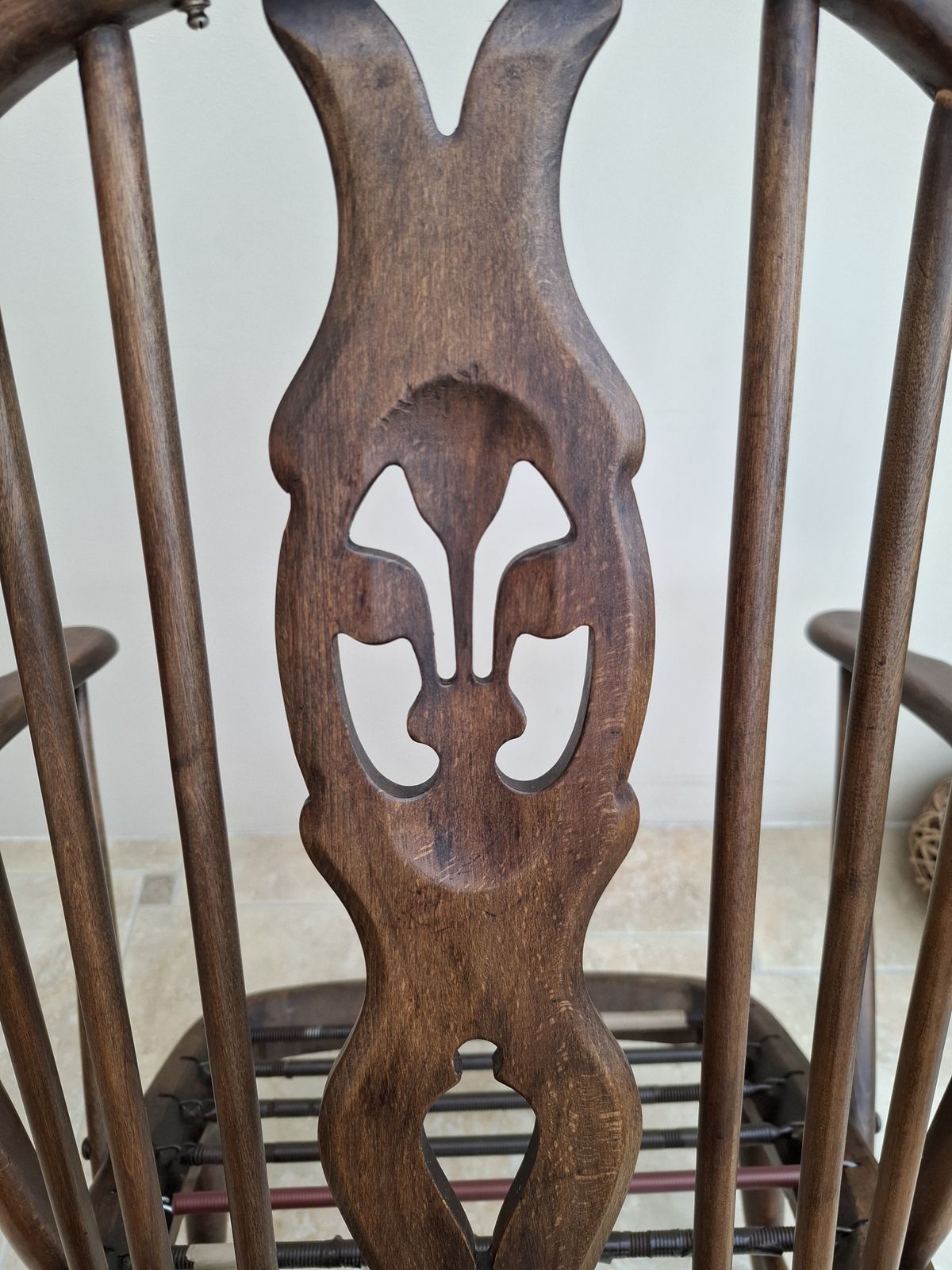 Ercol Easy Arm Chair Fleur De Lys Back Rare 1950's With Tension Springs photo buy