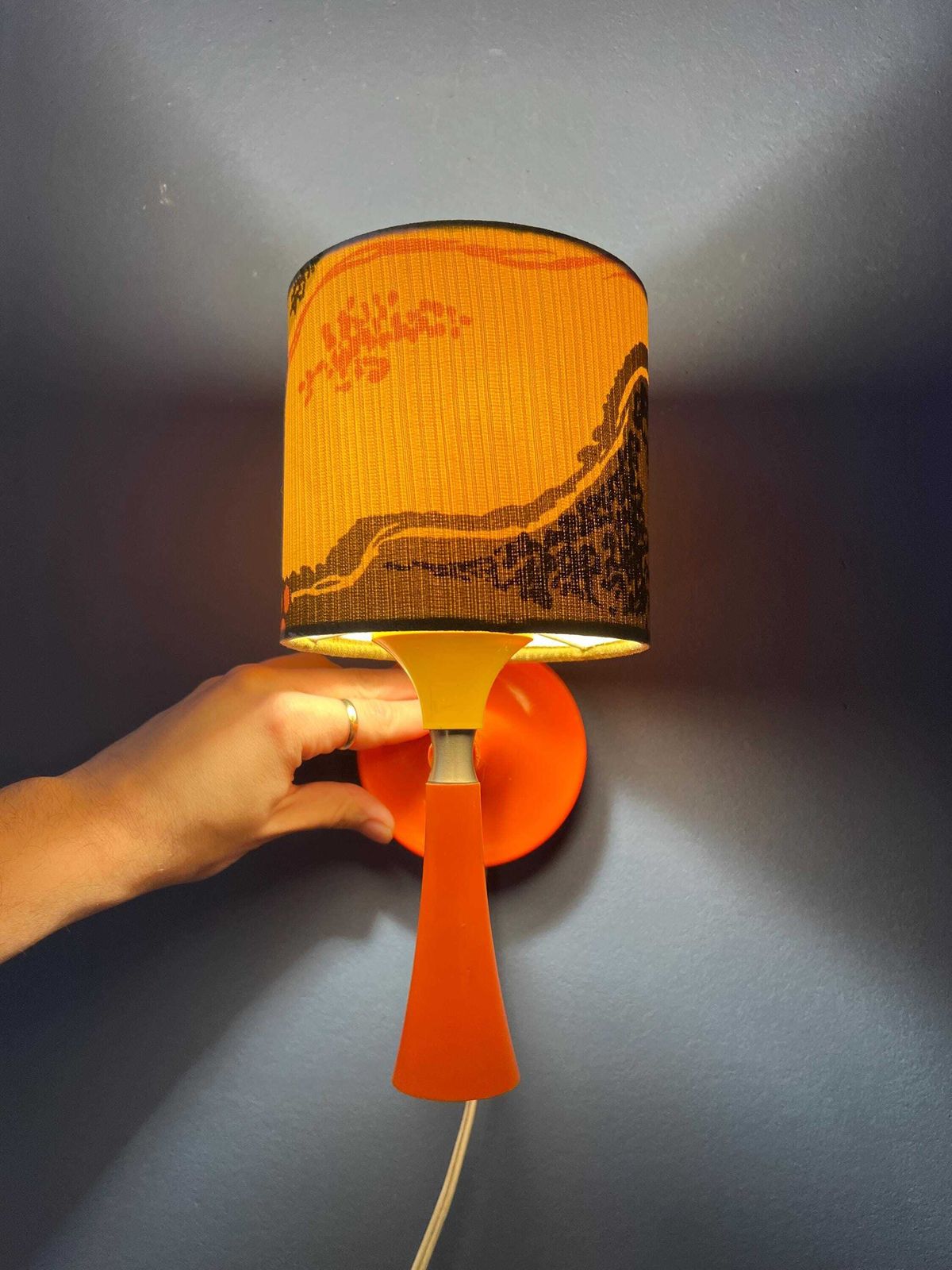 Oranje Mid Century Space Age Textielen Wandlamp photo furniture