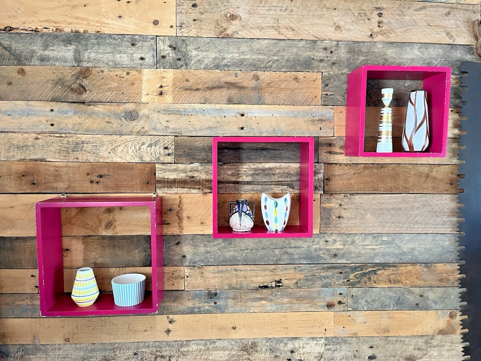 3 Mid Century 60's Style Shop Display Wall Cubes Shelves Vintage Retro Pop Art