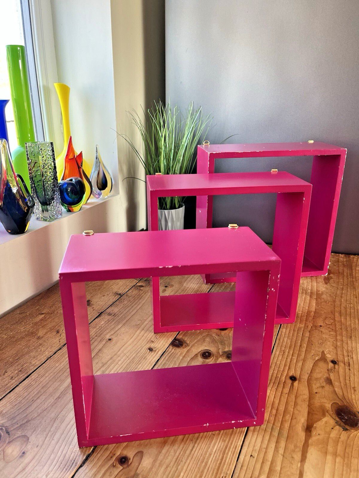 3 Mid Century 60's Style Shop Display Wall Cubes Shelves Vintage Retro Pop Art photo buy