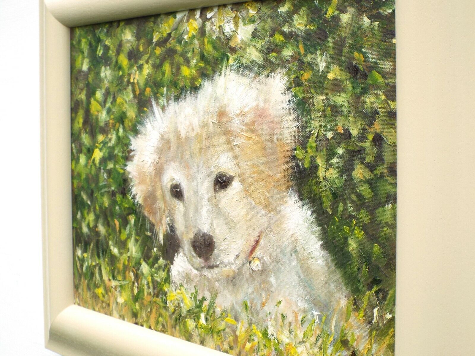 Retriever Puppy Dog Original Oil Painting Signed Framed  Andi J Lucas photo 667.0