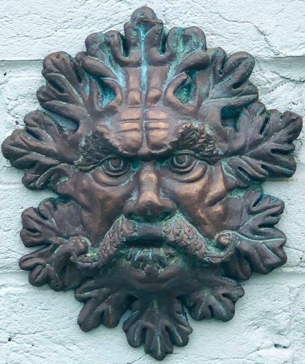 Mythological  Green Man Wall Sculpture (Bronze Resin Patina) photo furniture