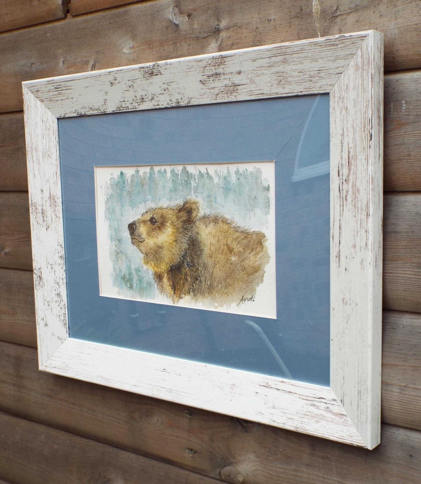 Brown Bear Watercolour Bear Painting Framed Wildlife Original Andi Lucas photo buy