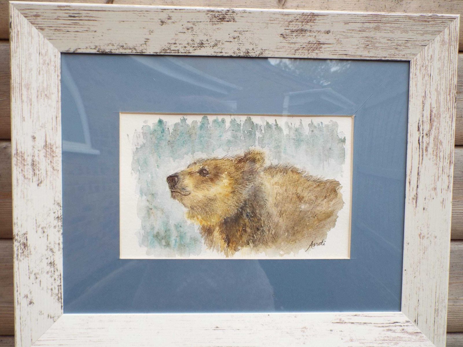 Brown Bear Watercolour Bear Painting Framed Wildlife Original Andi Lucas photo vintage