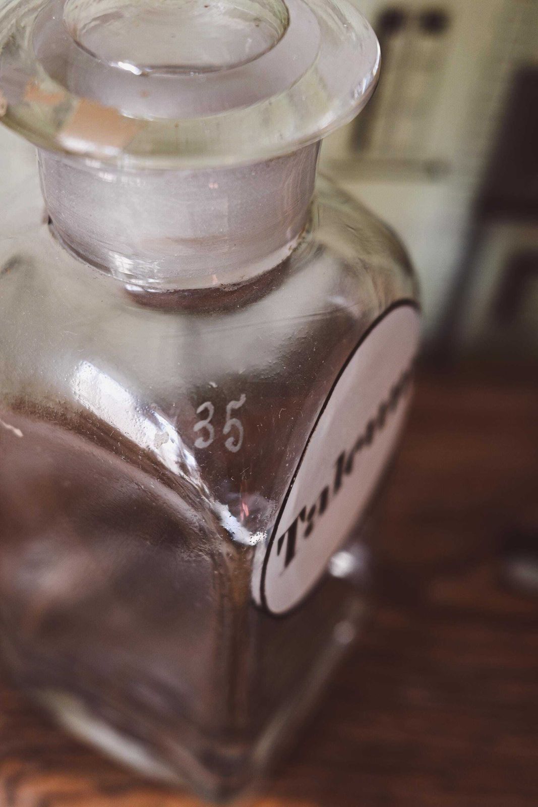 Vintage French Apothecary Bottle With Enamel Talcum Label   Antique Pharmacy Collectible photo furniture