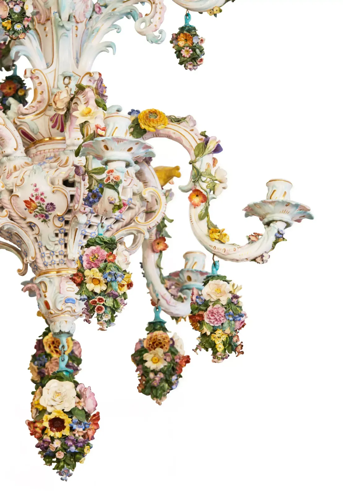 Delightful Porcelain Chandelier Meissen 1790, From The Residence Of King Alfonso XIII In Biarritz. photo for sale